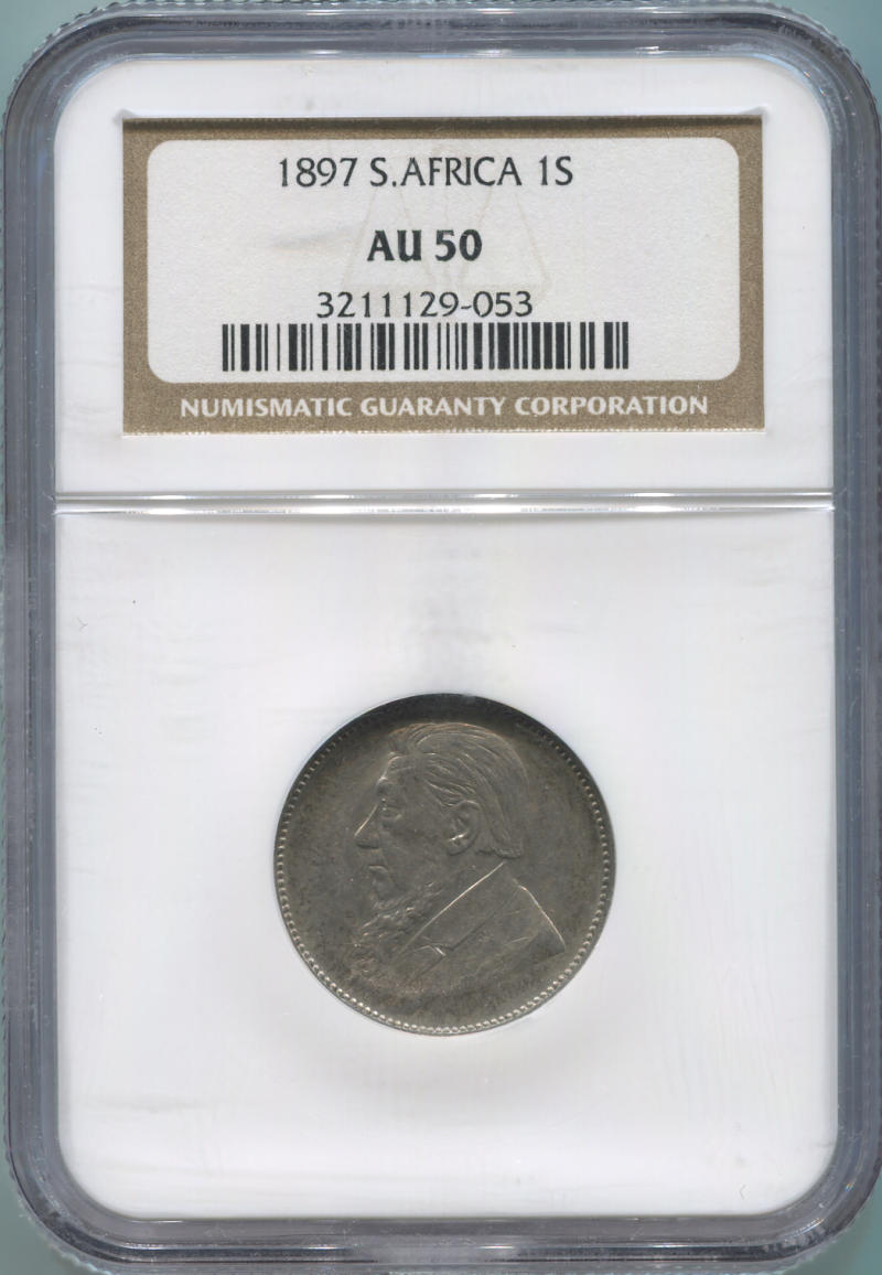 1897 South Africa 1 Shilling, NGC AU50