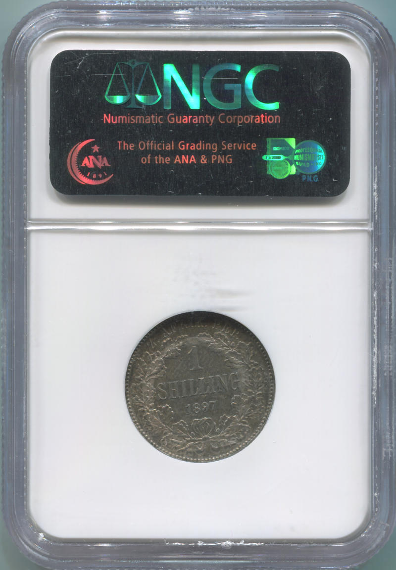 1897 South Africa 1 Shilling, NGC AU50